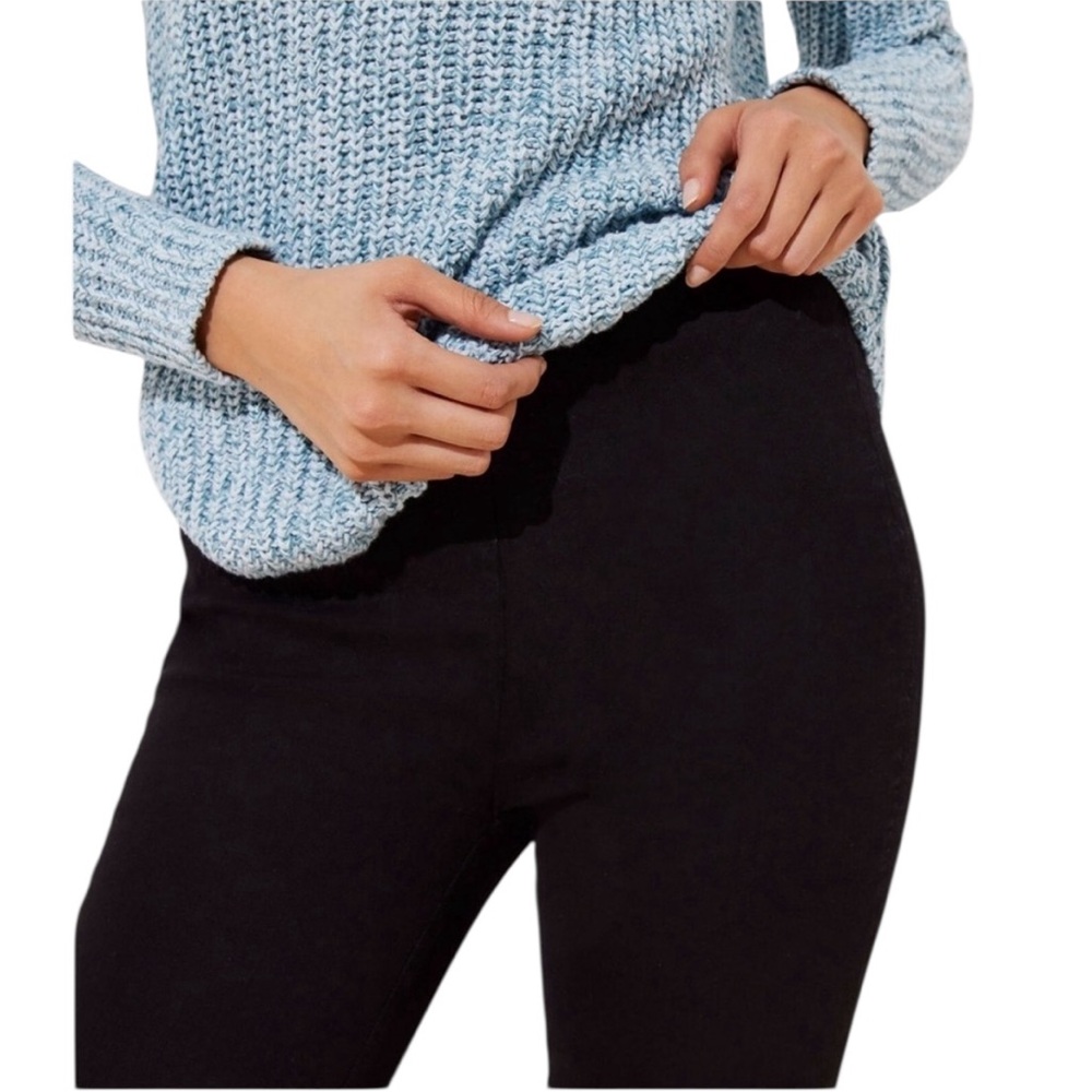 Loft Black Ponte Stretch Pull On Straight Ankle Pants - Size Large - Picture 3 of 15